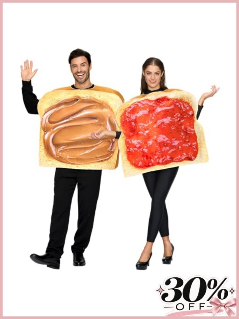 Peanut Butter & Jelly Adult Couple Halloween Costume 2-Piece Polyester Set